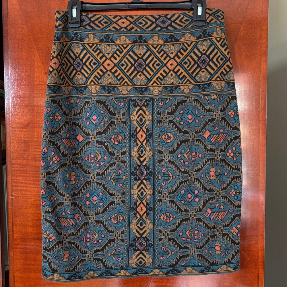 Peruvian Connection Geometric Print A-Line Skirt Size M - Picture 2 of 4